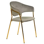 Poltrona d'accento in pelle e velluto con base in acciaio inossidabile | Sedia da pranzo ergonomica