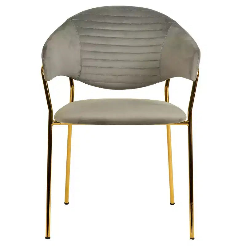Poltrona d'accento in pelle e velluto con base in acciaio inossidabile | Sedia da pranzo ergonomica
