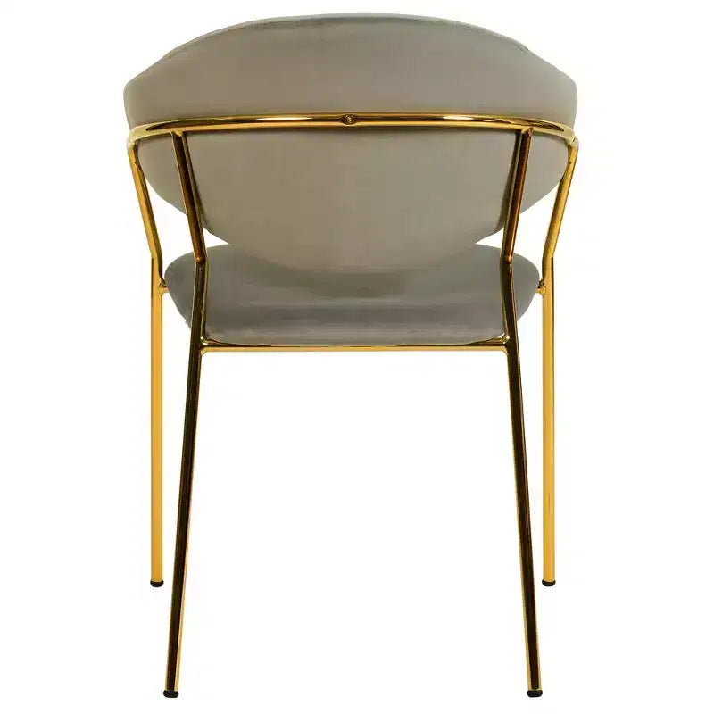 Poltrona d'accento in pelle e velluto con base in acciaio inossidabile | Sedia da pranzo ergonomica