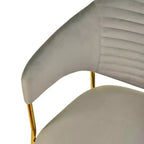 Poltrona d'accento in pelle e velluto con base in acciaio inossidabile | Sedia da pranzo ergonomica