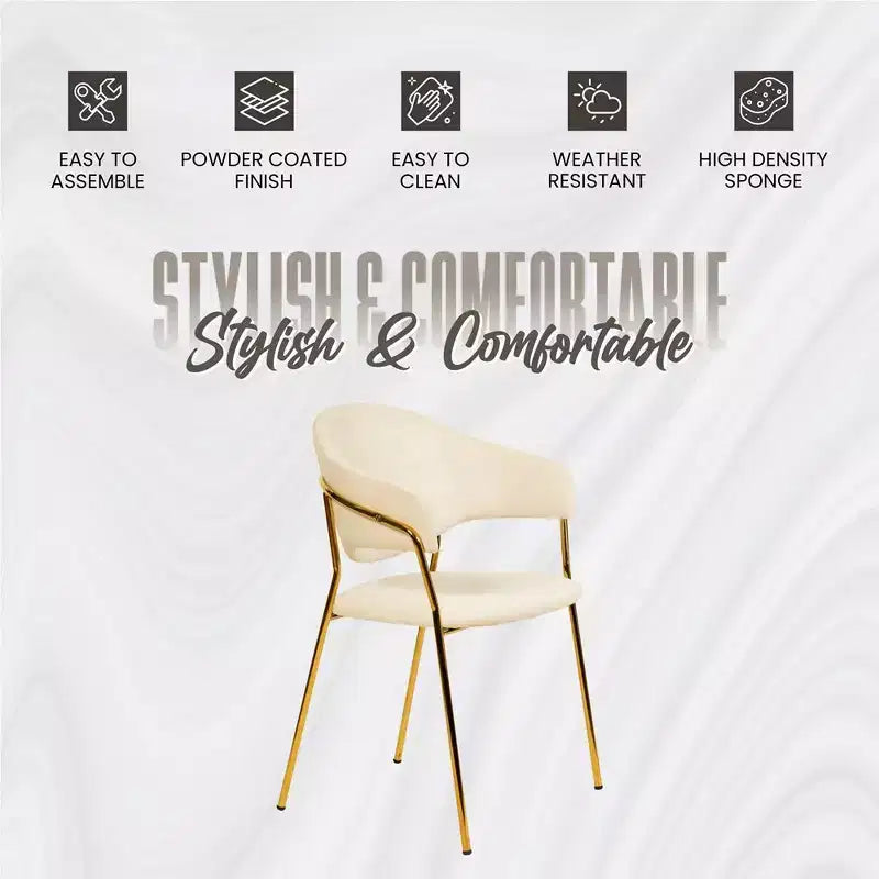 Poltrona d'accento in pelle e velluto con base in acciaio inossidabile | Sedia da pranzo ergonomica