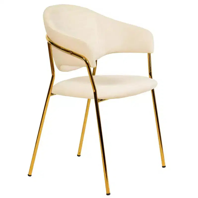 Poltrona d'accento in pelle e velluto con base in acciaio inossidabile | Sedia da pranzo ergonomica