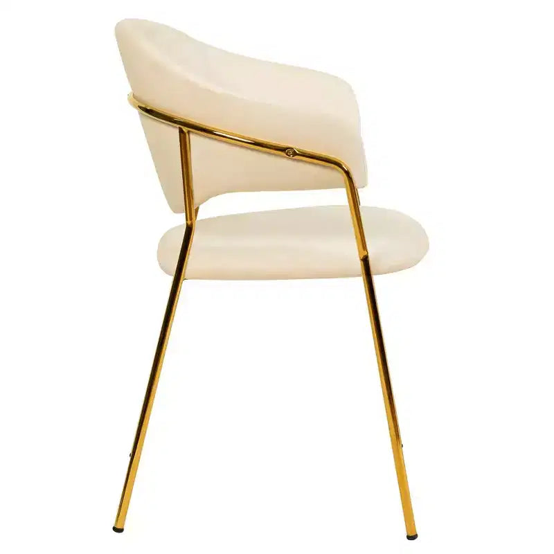 Poltrona d'accento in pelle e velluto con base in acciaio inossidabile | Sedia da pranzo ergonomica