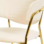 Poltrona d'accento in pelle e velluto con base in acciaio inossidabile | Sedia da pranzo ergonomica
