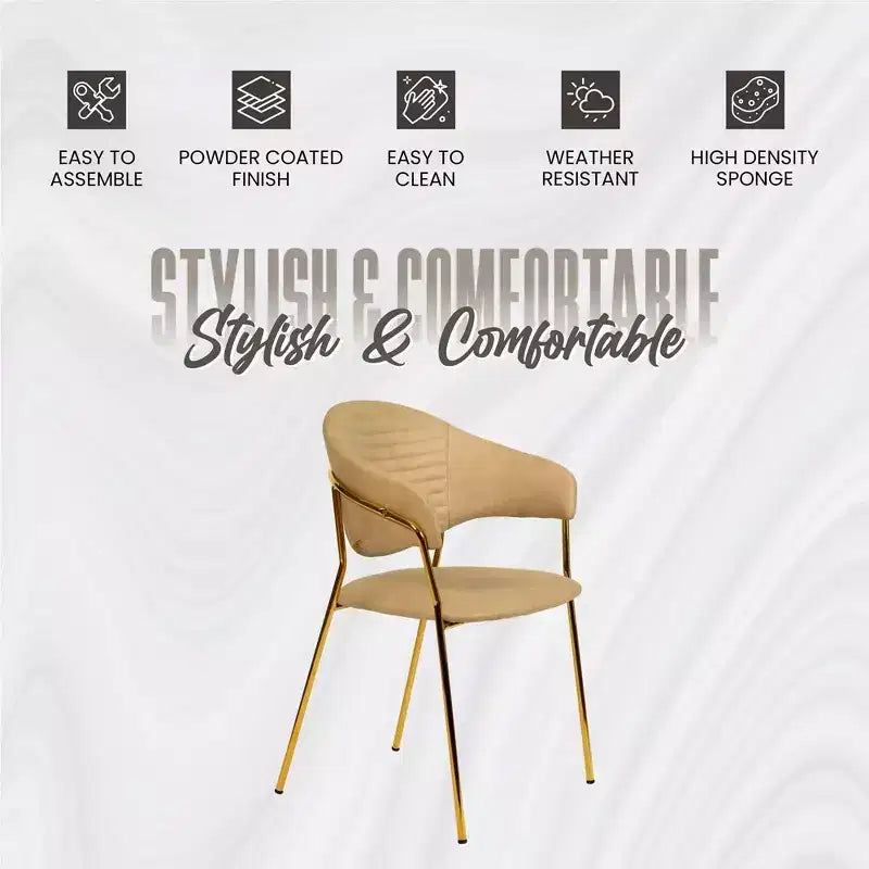 Poltrona d'accento in pelle e velluto con base in acciaio inossidabile | Sedia da pranzo ergonomica