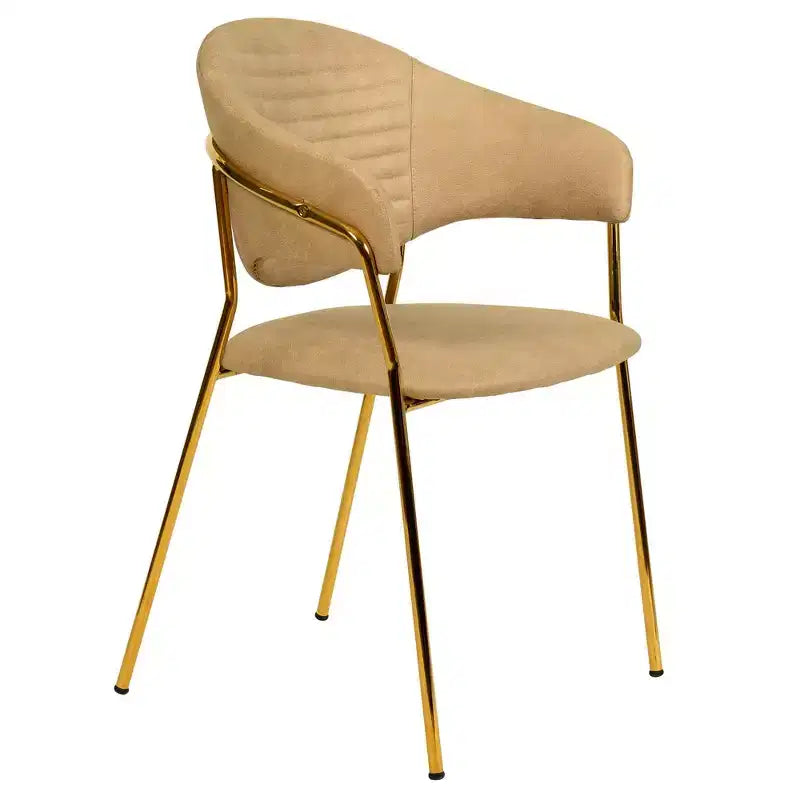 Poltrona d'accento in pelle e velluto con base in acciaio inossidabile | Sedia da pranzo ergonomica