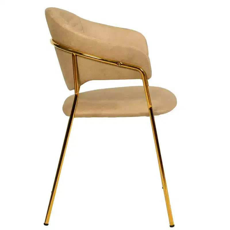 Poltrona d'accento in pelle e velluto con base in acciaio inossidabile | Sedia da pranzo ergonomica