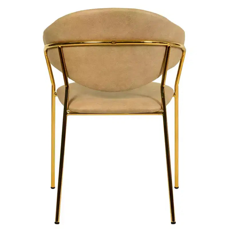 Poltrona d'accento in pelle e velluto con base in acciaio inossidabile | Sedia da pranzo ergonomica