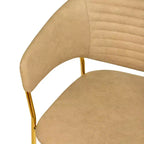 Poltrona d'accento in pelle e velluto con base in acciaio inossidabile | Sedia da pranzo ergonomica
