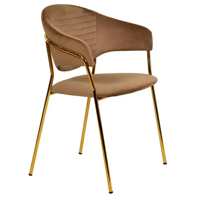Poltrona d'accento in pelle e velluto con base in acciaio inossidabile | Sedia da pranzo ergonomica