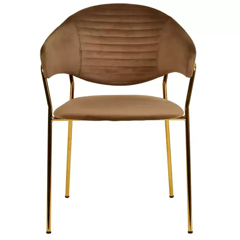 Poltrona d'accento in pelle e velluto con base in acciaio inossidabile | Sedia da pranzo ergonomica