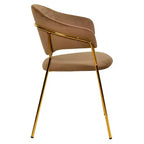 Poltrona d'accento in pelle e velluto con base in acciaio inossidabile | Sedia da pranzo ergonomica