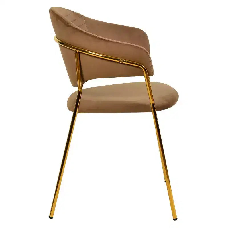 Poltrona d'accento in pelle e velluto con base in acciaio inossidabile | Sedia da pranzo ergonomica