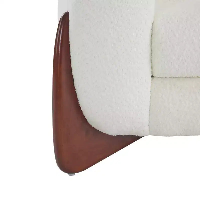 Set Divani da Soggiorno in Bouclé a 2 Pezzi Beige | Divano e Divanetto con Gambe in Betulla