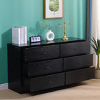 Cassettiera a 6 cassetti per camera da letto, moderna e ampia, con telaio in acciaio, in MDF nero