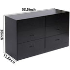 Cassettiera a 6 cassetti per camera da letto, moderna e ampia, con telaio in acciaio, in MDF nero
