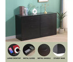Cassettiera a 6 cassetti per camera da letto, moderna e ampia, con telaio in acciaio, in MDF nero