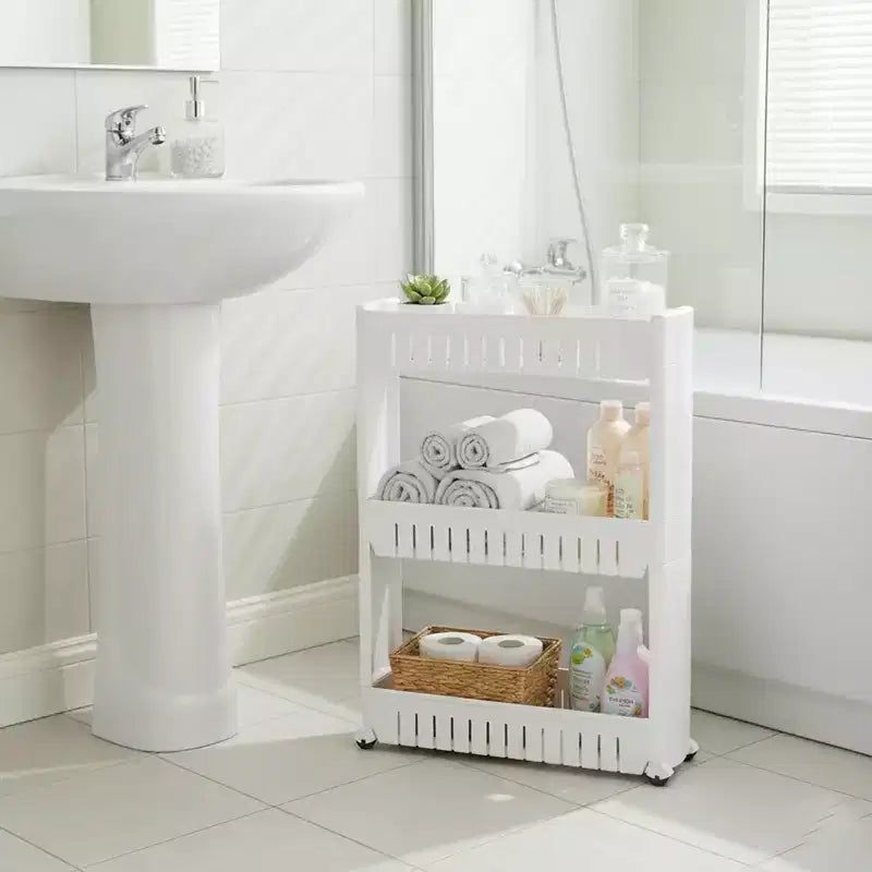 Carrello Portatutto Sottile a 3 Ripiani | Organizzatore per Bagno, Cucina e Dormitorio