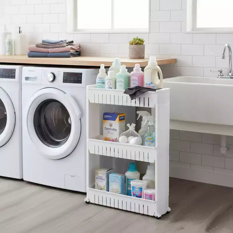 Carrello Portatutto Sottile a 3 Ripiani | Organizzatore per Bagno, Cucina e Dormitorio