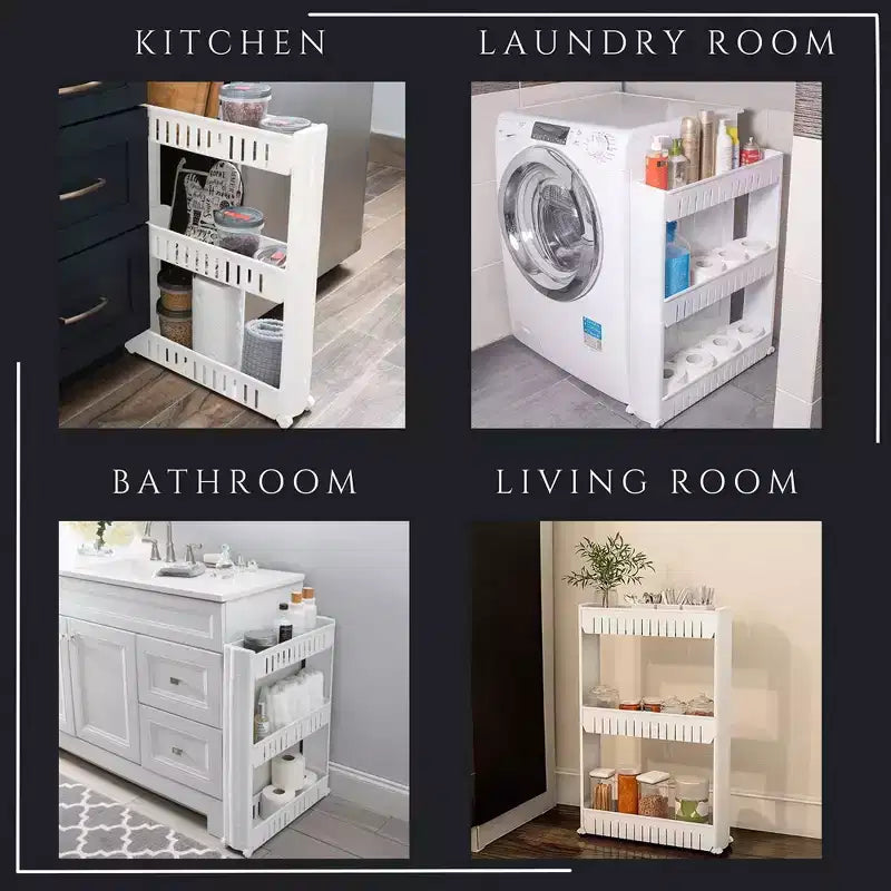 Carrello Portatutto Sottile a 3 Ripiani | Organizzatore per Bagno, Cucina e Dormitorio
