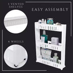 Carrello Portatutto Sottile a 3 Ripiani | Organizzatore per Bagno, Cucina e Dormitorio