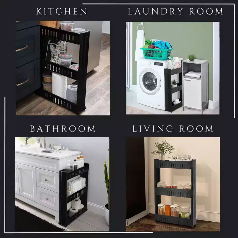 Carrello Portatutto Sottile a 3 Ripiani | Organizzatore per Bagno, Cucina e Dormitorio
