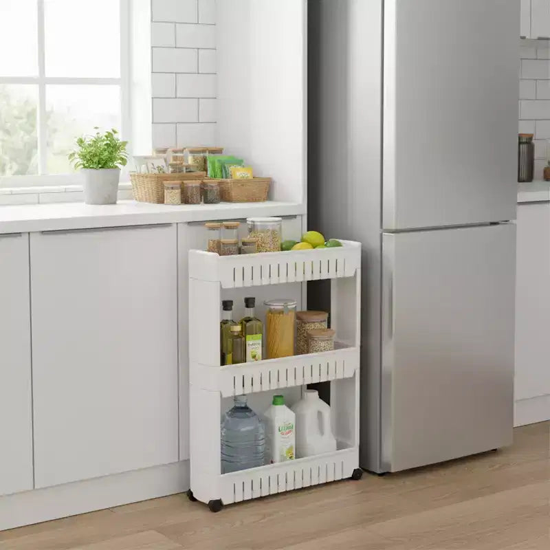 Carrello Portatutto Sottile a 3 Ripiani | Organizzatore per Bagno, Cucina e Dormitorio
