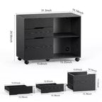 Classificatore mobile a 3 cassetti largo 79,5 cm con ruote