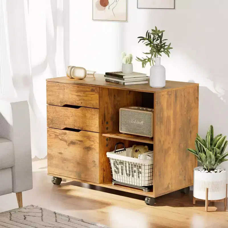 Classificatore mobile a 3 cassetti largo 79,5 cm con ruote