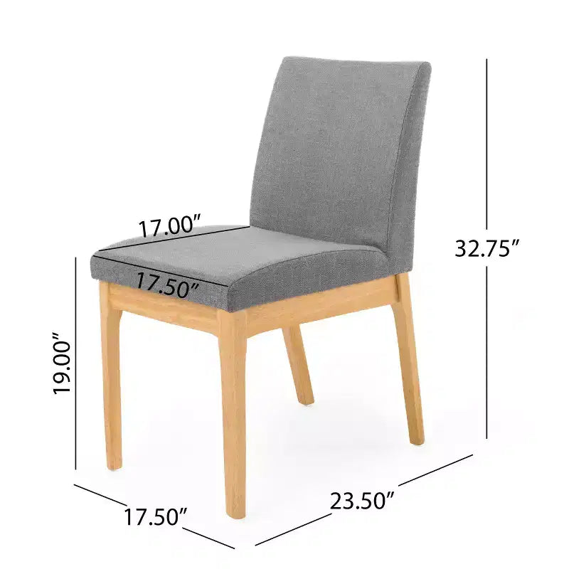 Set da pranzo moderno di metà secolo a 7 pezzi | Sedie imbottite e tavolo in legno di gomma