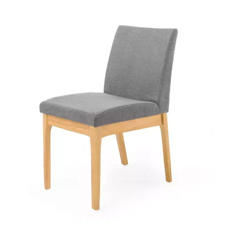 Set da pranzo moderno di metà secolo a 7 pezzi | Sedie imbottite e tavolo in legno di gomma