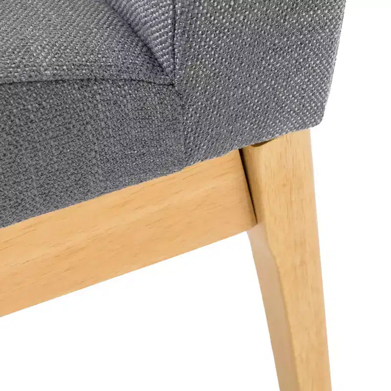 Set da pranzo moderno di metà secolo a 7 pezzi | Sedie imbottite e tavolo in legno di gomma