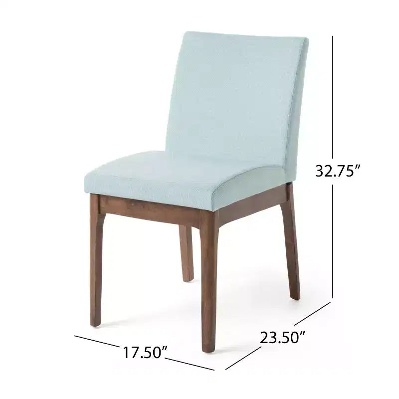 Set da pranzo moderno di metà secolo a 7 pezzi | Sedie imbottite e tavolo in legno di gomma