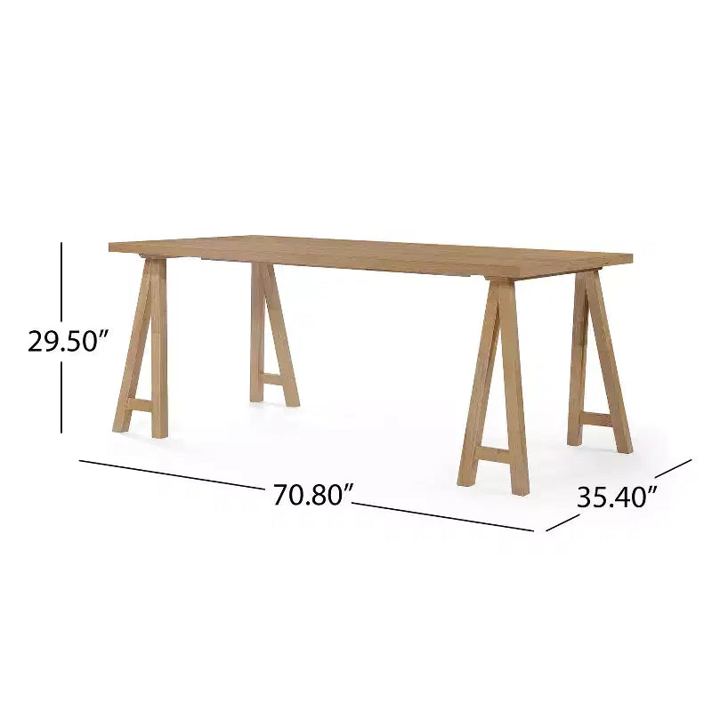 Set da pranzo moderno di metà secolo a 7 pezzi | Sedie imbottite e tavolo in legno di gomma