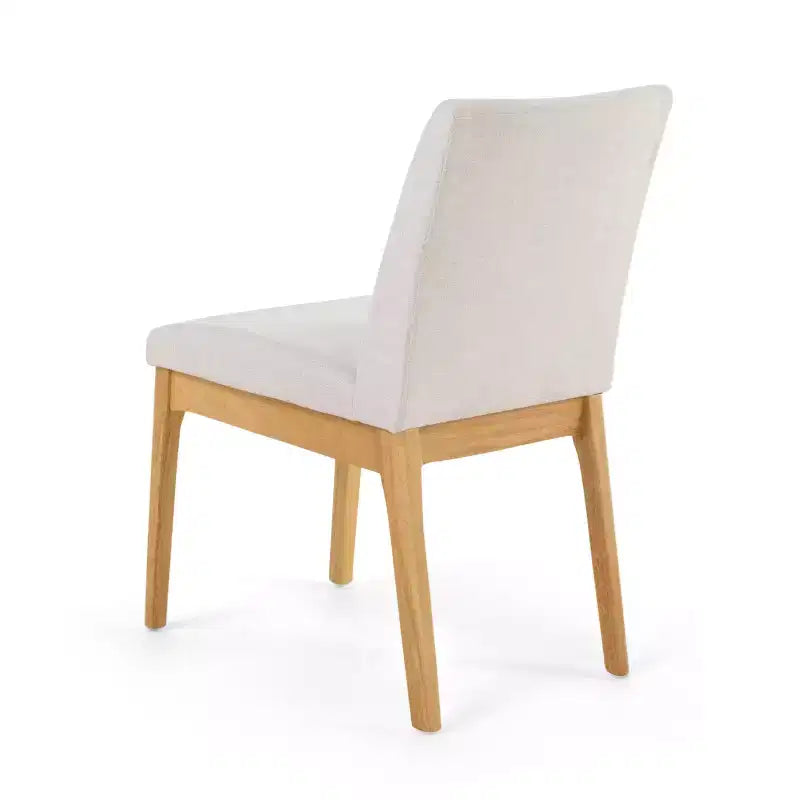 Set da pranzo moderno di metà secolo a 7 pezzi | Sedie imbottite e tavolo in legno di gomma