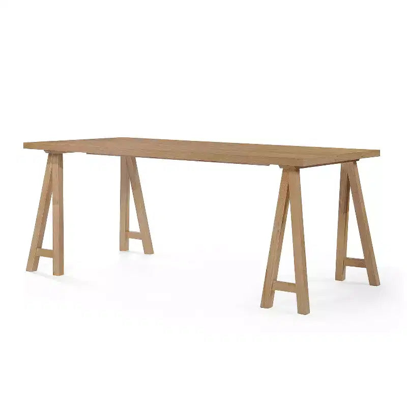 Set da pranzo moderno di metà secolo a 7 pezzi | Sedie imbottite e tavolo in legno di gomma