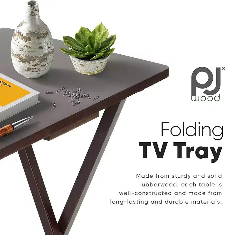 Tavolino Pieghevole Portatile per Spuntini TV | Legno Massello, Sottile e Leggero