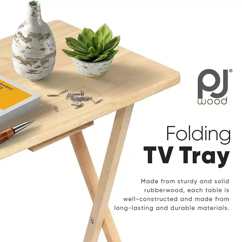 Tavolino Pieghevole Portatile per Spuntini TV | Legno Massello, Sottile e Leggero