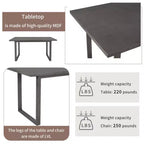 Set da pranzo da 6 pezzi con tavolo rettangolare, 4 sedie e panca - Grigio