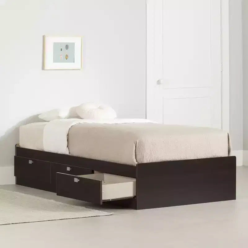 Letto a Piattaforma per Bambini con Cassetti Contenitori | Struttura in Legno, Nessuna Rete a Molle Necessaria