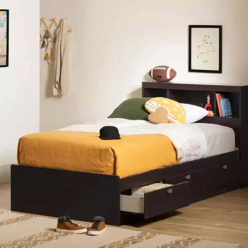 Letto a Piattaforma per Bambini con Cassetti Contenitori | Struttura in Legno, Nessuna Rete a Molle Necessaria